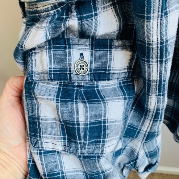 Abercrombie & Fitch Romper Navy Blue White Plaid Racer Back Fun Vaction Medium - Picture 6 of 10